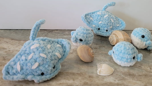 Mini Stingray & Whale Plushies